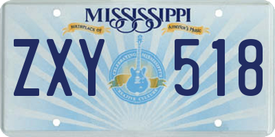MS license plate ZXY518