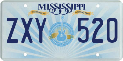 MS license plate ZXY520