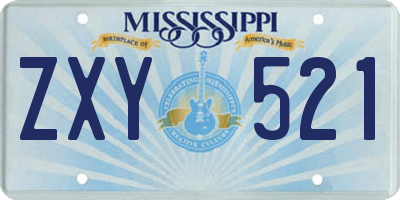 MS license plate ZXY521