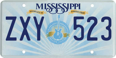 MS license plate ZXY523