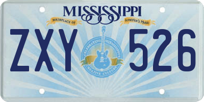 MS license plate ZXY526