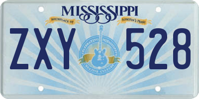 MS license plate ZXY528
