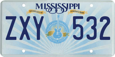 MS license plate ZXY532
