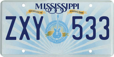 MS license plate ZXY533