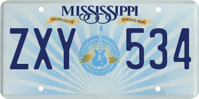 MS license plate ZXY534