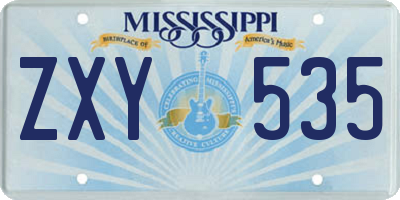 MS license plate ZXY535