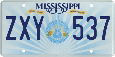 MS license plate ZXY537