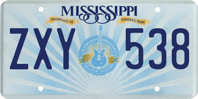 MS license plate ZXY538