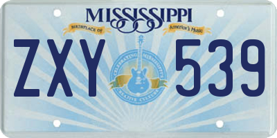 MS license plate ZXY539