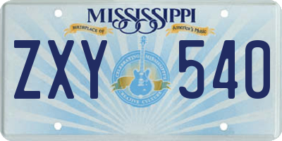 MS license plate ZXY540