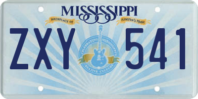 MS license plate ZXY541