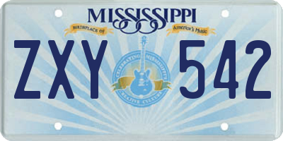 MS license plate ZXY542