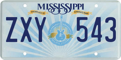 MS license plate ZXY543