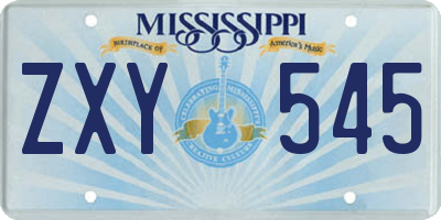 MS license plate ZXY545