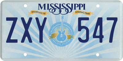MS license plate ZXY547