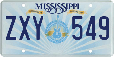 MS license plate ZXY549