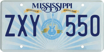 MS license plate ZXY550