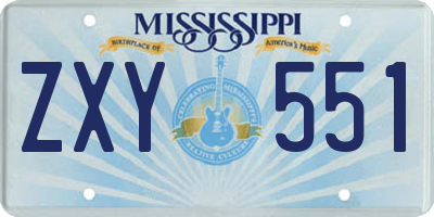 MS license plate ZXY551