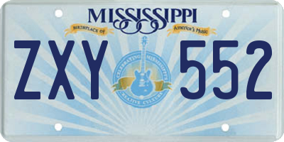 MS license plate ZXY552