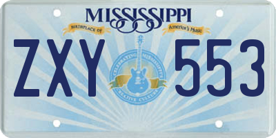 MS license plate ZXY553