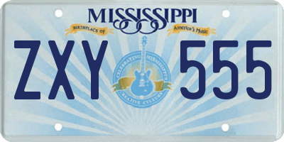 MS license plate ZXY555