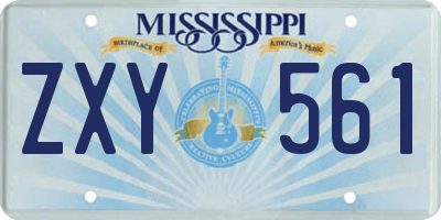 MS license plate ZXY561