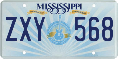 MS license plate ZXY568