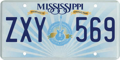 MS license plate ZXY569
