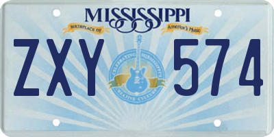 MS license plate ZXY574