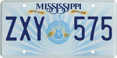 MS license plate ZXY575