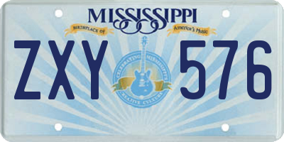 MS license plate ZXY576