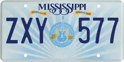 MS license plate ZXY577