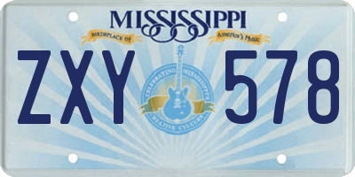 MS license plate ZXY578