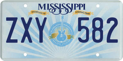 MS license plate ZXY582