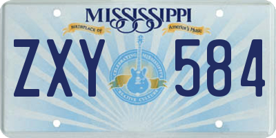 MS license plate ZXY584