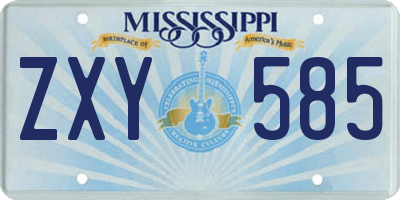 MS license plate ZXY585
