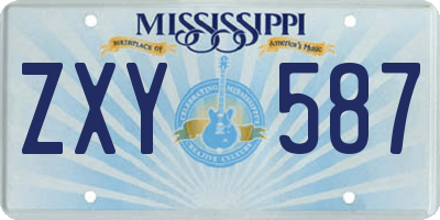 MS license plate ZXY587