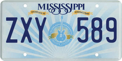 MS license plate ZXY589