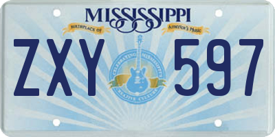 MS license plate ZXY597