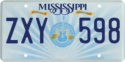 MS license plate ZXY598
