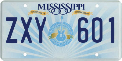 MS license plate ZXY601