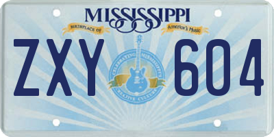 MS license plate ZXY604