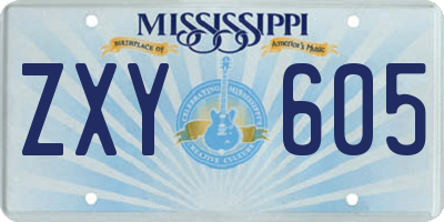 MS license plate ZXY605