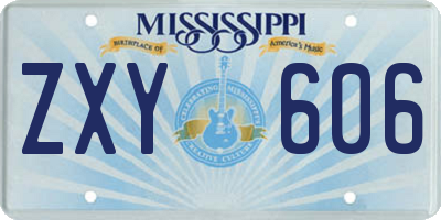 MS license plate ZXY606