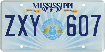 MS license plate ZXY607