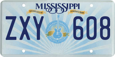 MS license plate ZXY608