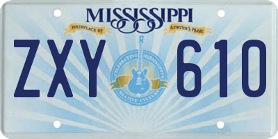 MS license plate ZXY610