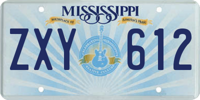 MS license plate ZXY612