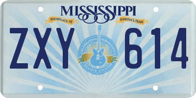 MS license plate ZXY614