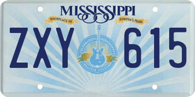 MS license plate ZXY615